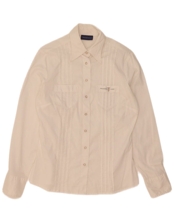 Camicia Trussardi Jeans Donna UK 14 Large Cotone Bianco
