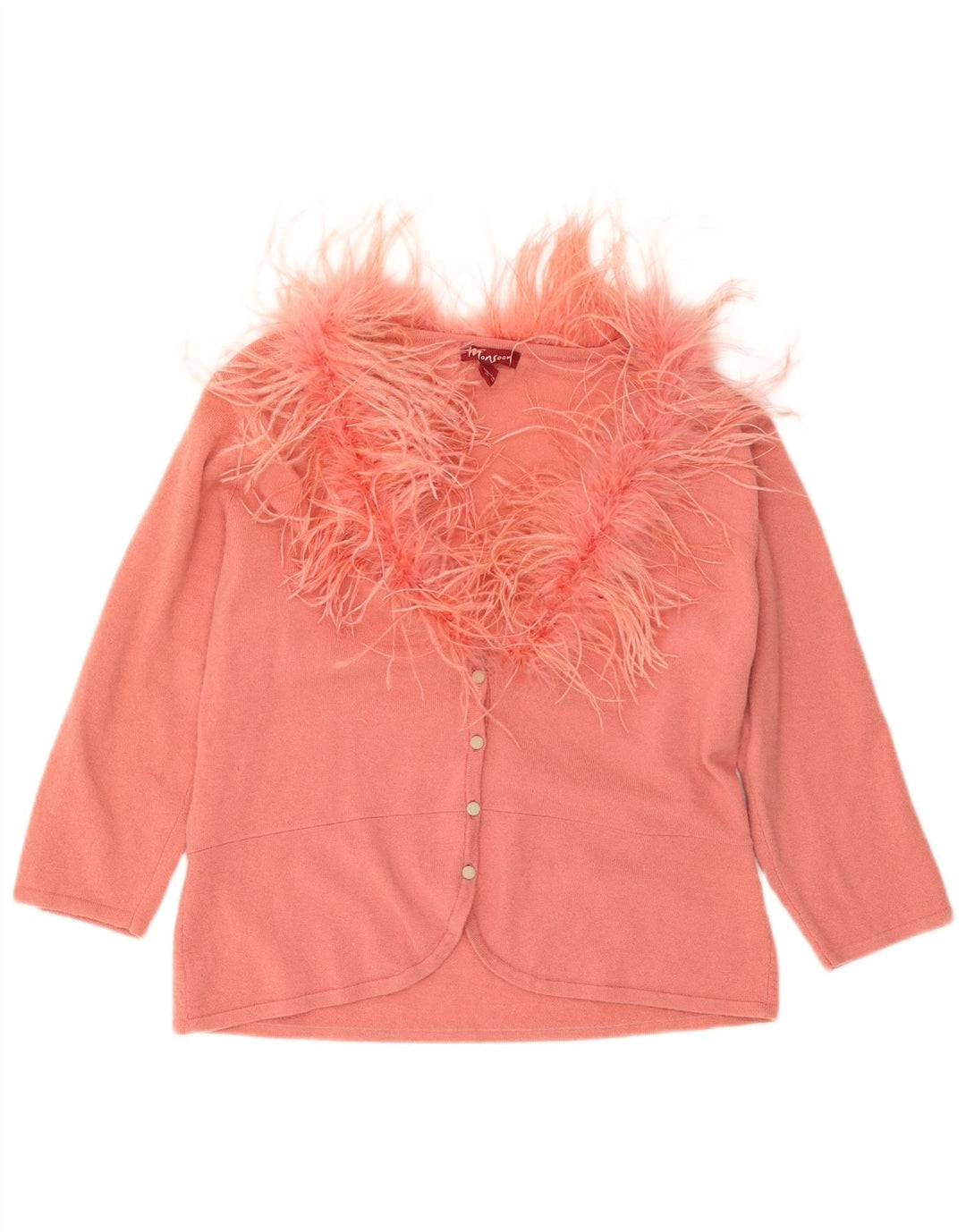 Maglione cardigan con maniche a 3/4 da donna Monsoon UK 18 XL Lana rosa