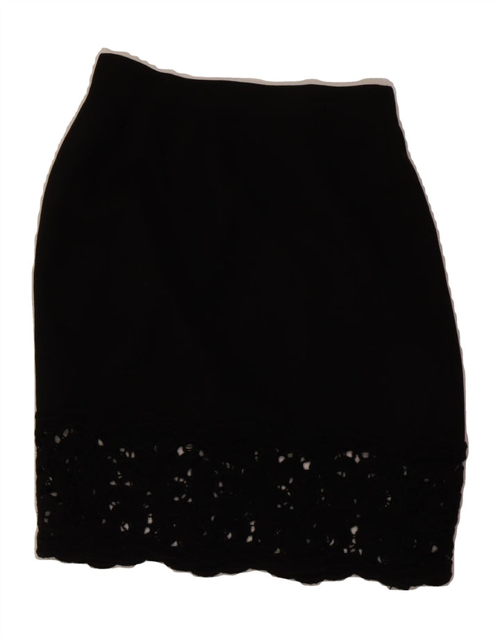 WALLIS Womens Pencil Skirt UK 10 Small W26 Black New Wool Vintage Wallis and Second-Hand Wallis from Messina Hembry 