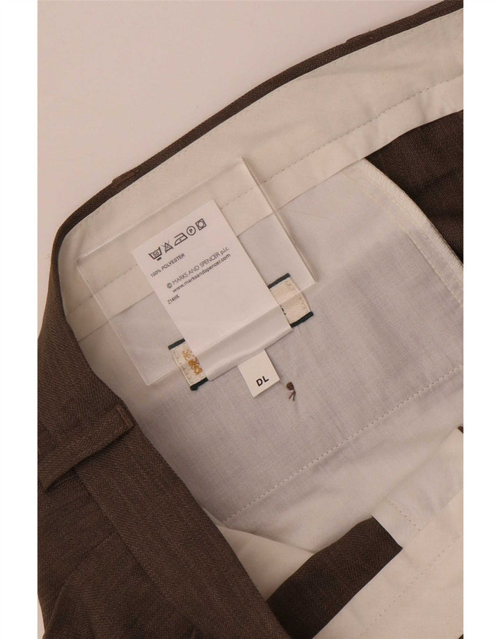 Pantaloni da abito con pegging da uomo Marks & Spencer W38 L31 poliestere grigio