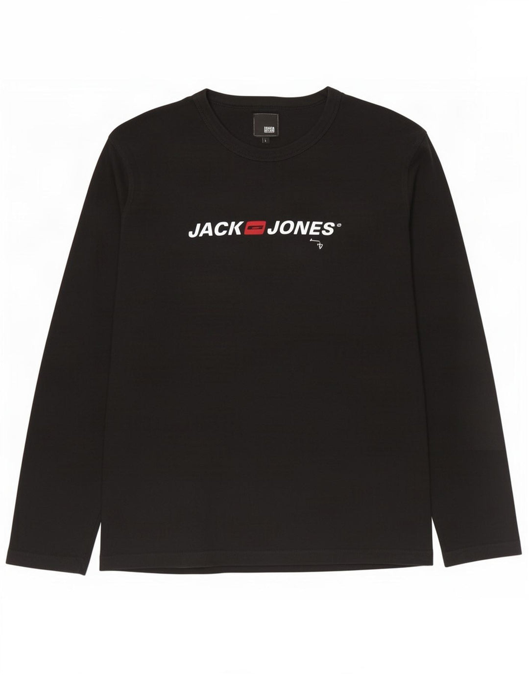 Jack & Jones Top grafico da uomo a maniche lunghe grande in cotone nero