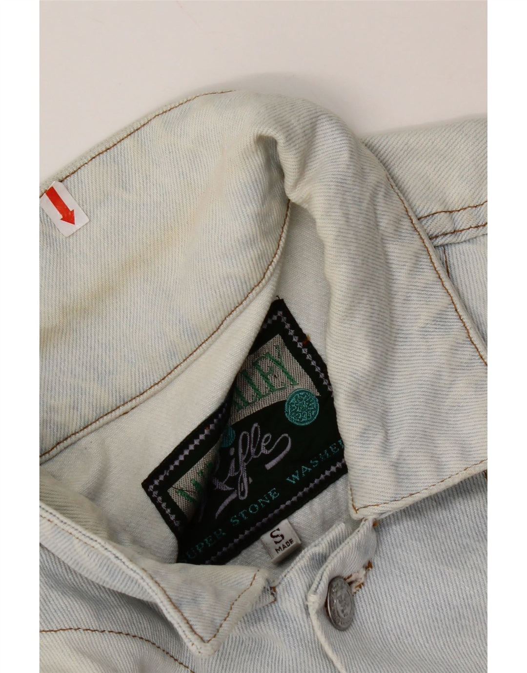 RIFLE Giacca in denim oversize corta da donna UK 10 piccola in cotone blu