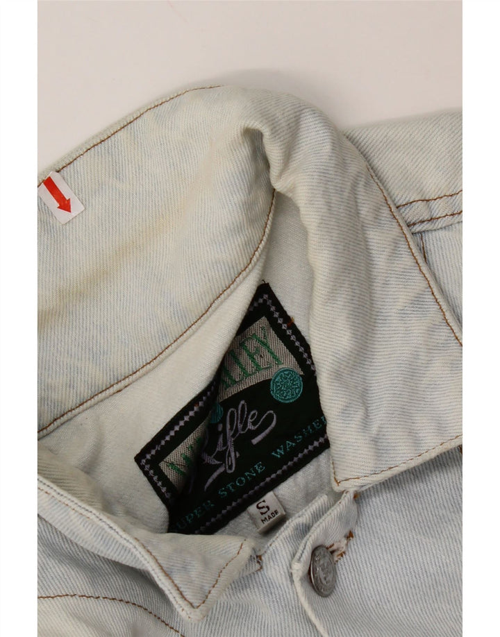 RIFLE Giacca in denim oversize corta da donna UK 10 piccola in cotone blu