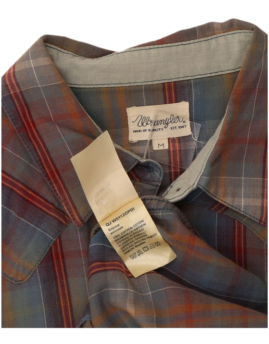 Camicia da donna Wrangler UK 12 Cotone scozzese medio multicolore