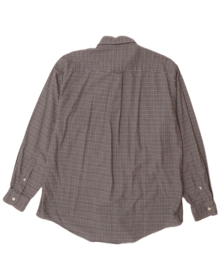 NAUTICA Camicia da uomo in flanella di cotone pied de poule blu navy medio