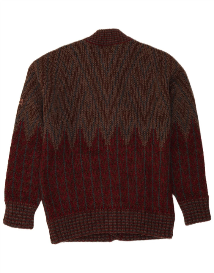 Maglione cardigan da uomo vintage geometrico bordeaux medio