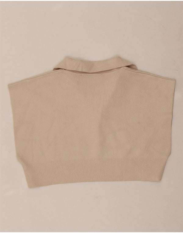Polo corta senza maniche da donna Zara UK 10 piccola Beige