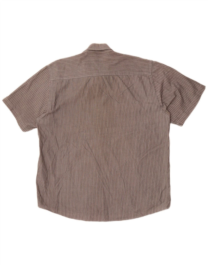 Camicia a maniche corte vestibilità regolare da uomo Pierre Cardin XL poliestere a righe grigie