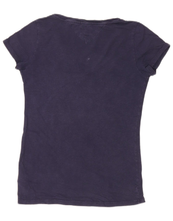 T-shirt grafica da donna Tommy Hilfiger Top UK 10 Small Blu Navy Cotone