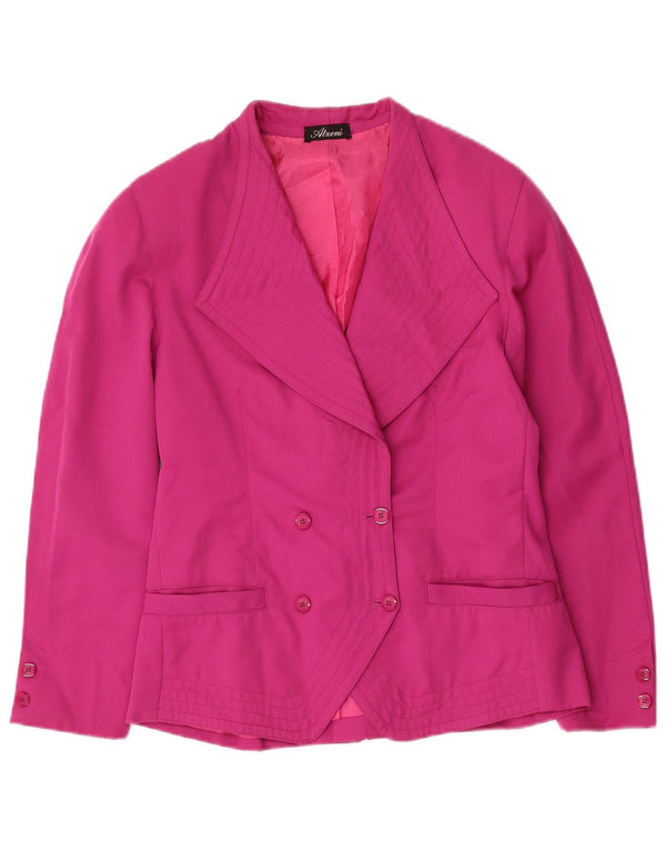 Giacca blazer doppiopetto vintage da donna UK 12 rosa medio