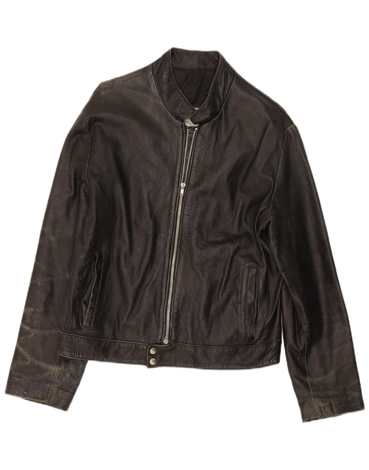 Giacca in pelle vintage da uomo UK 38 in pelle nera media