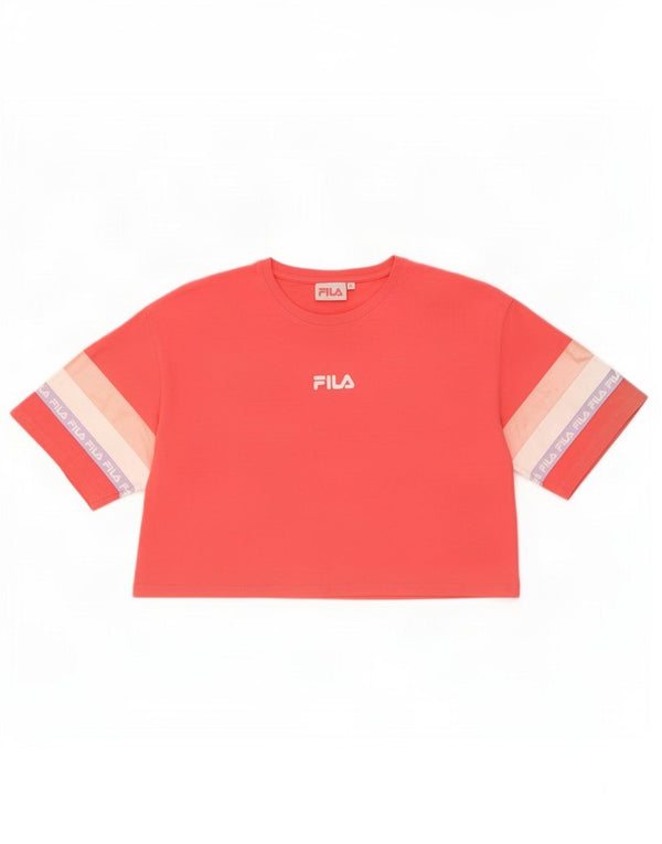 T-shirt grafica corta da donna Fila Top UK 16 Large Rosso Colourblock