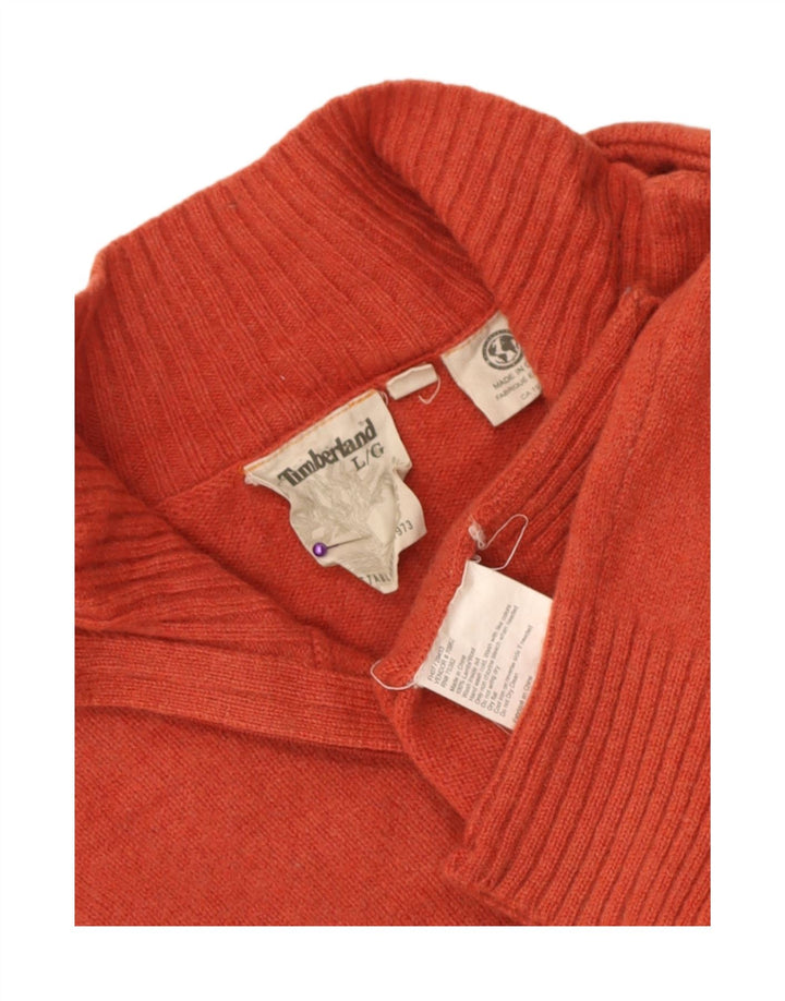 Timberland Maglione da uomo con zip e collo in lana d'agnello arancione grande