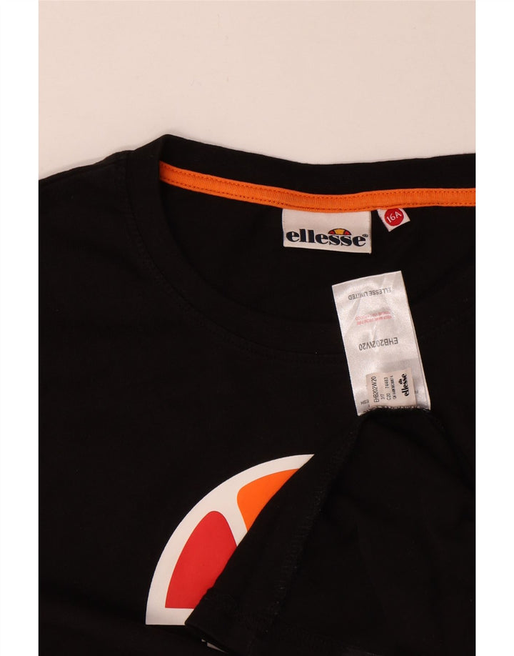 Top grafico da ragazzo Ellesse a maniche lunghe 15-16 anni in cotone nero