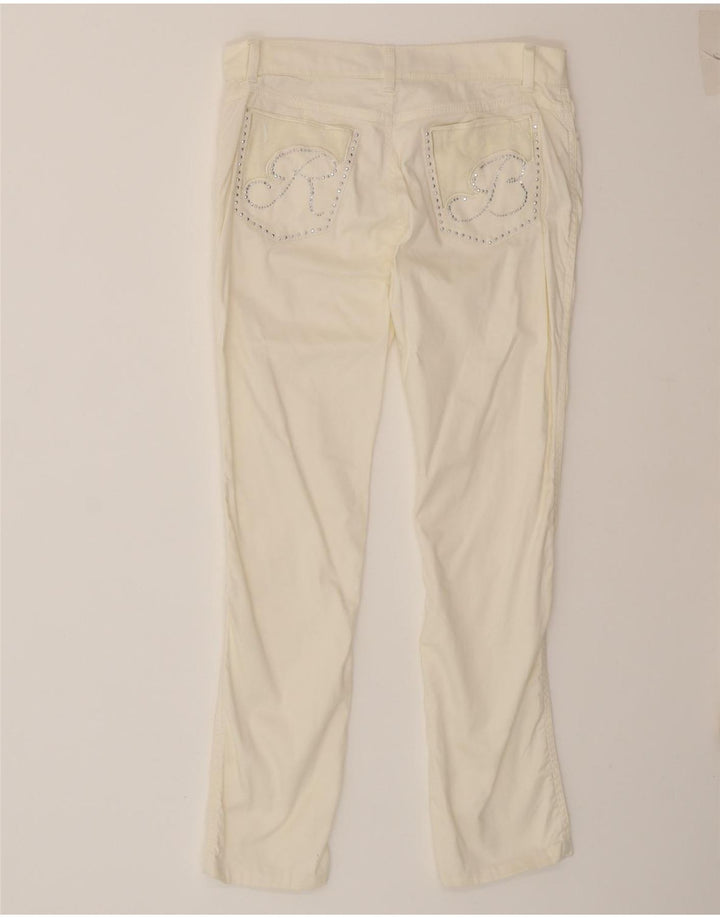 ROCCOBAROCCO Womens Slim Casual Trousers W32 L28 White Cotton Vintage Roccobarocco and Second-Hand Roccobarocco from Messina Hembry 