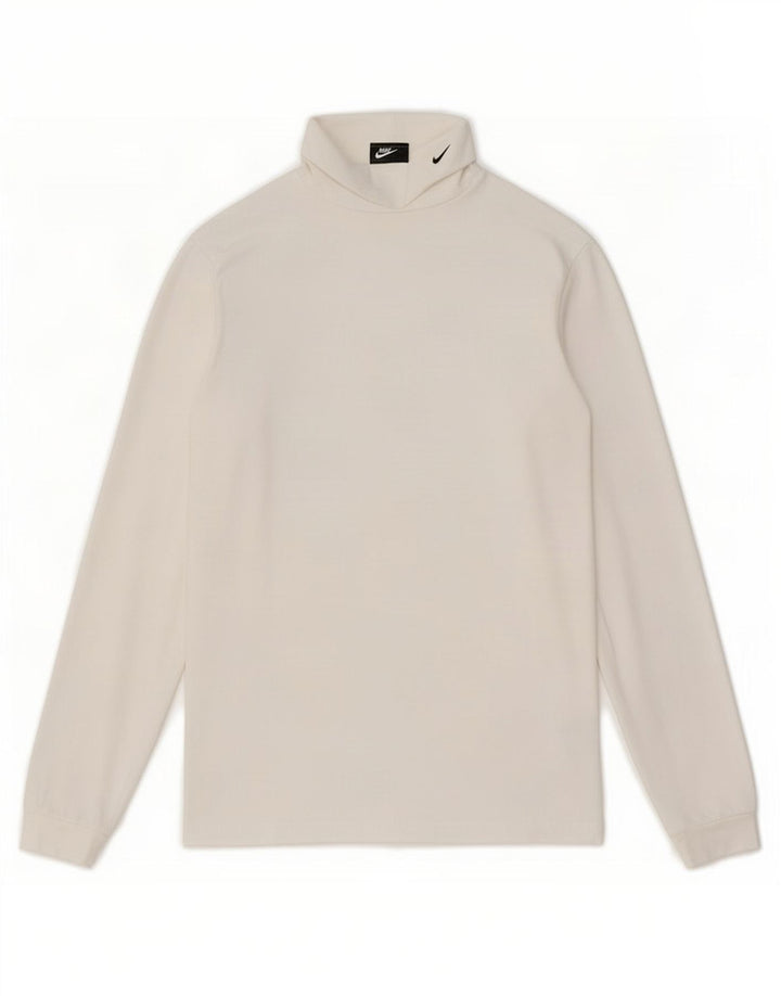 Maglia Nike Dri Fit da uomo a manica lunga piccola in cotone bianco