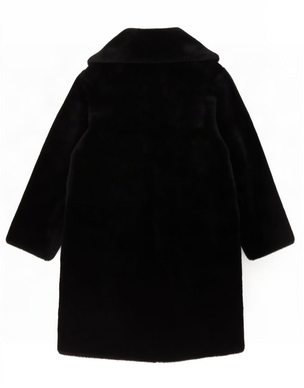 Cappotto vintage in velluto da donna UK 14 grande acrilico nero