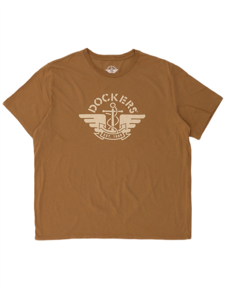 T-shirt grafica da uomo Dockers Top XL in cotone marrone