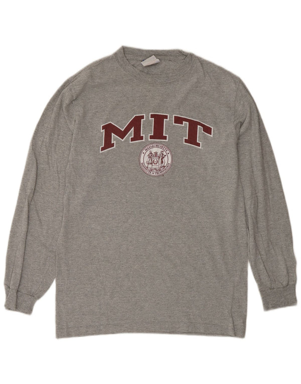 Champion Top grafico da uomo a maniche lunghe in cotone grigio piccolo