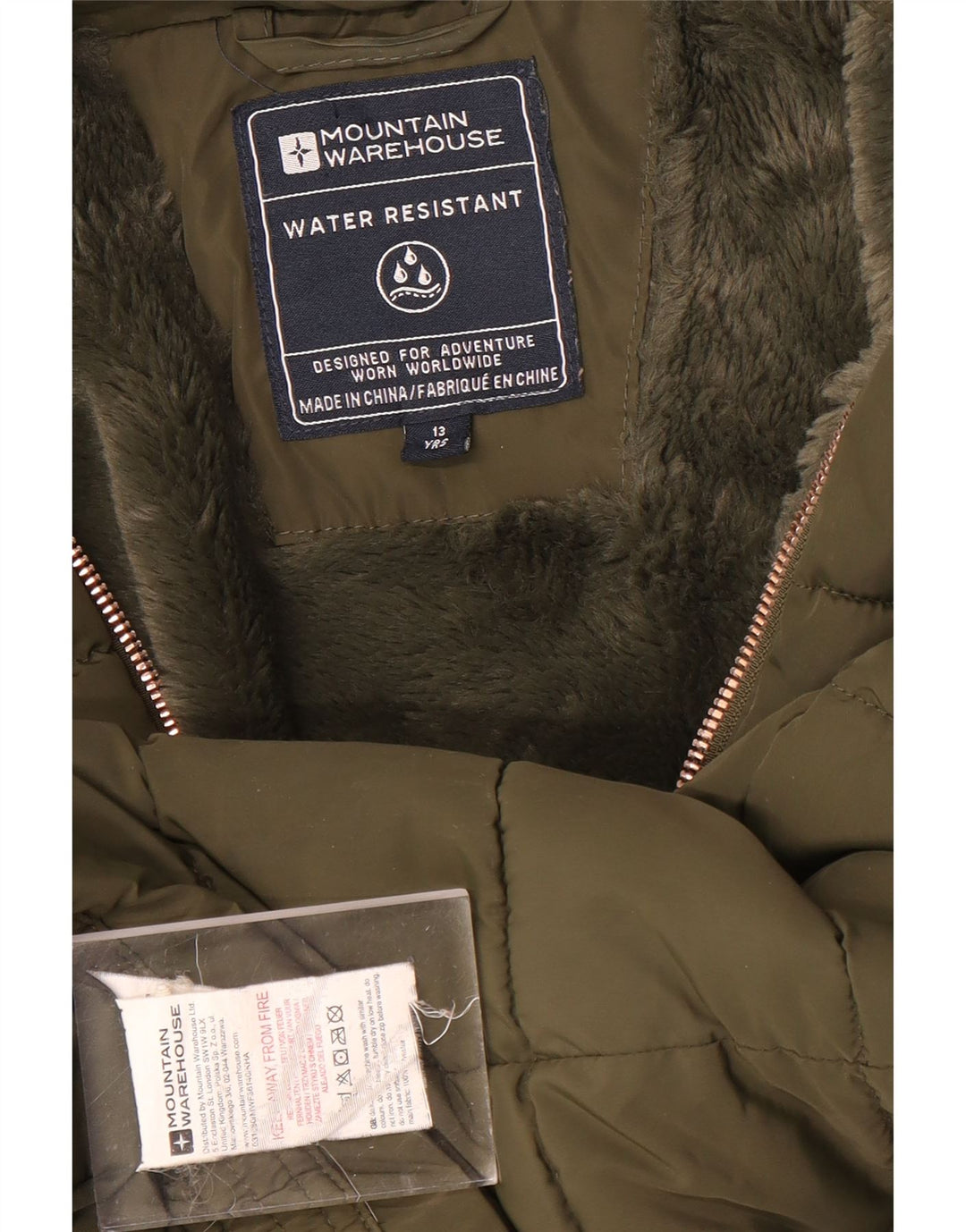 Giacca imbottita con cappuccio per ragazze Mountain Warehouse 12-13 anni Poliestere kaki