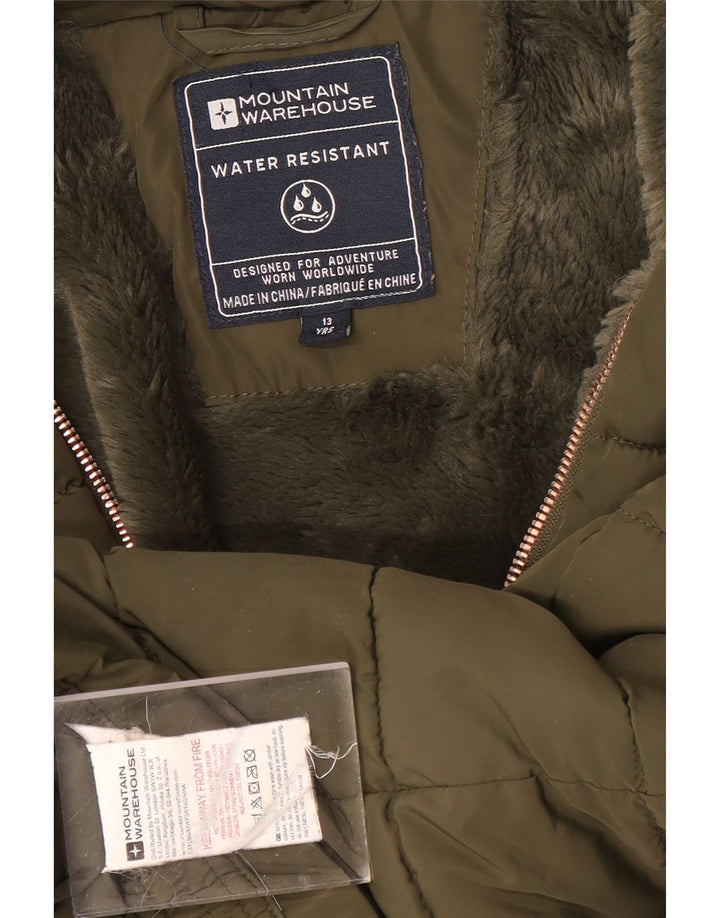 Giacca imbottita con cappuccio per ragazze Mountain Warehouse 12-13 anni Poliestere kaki