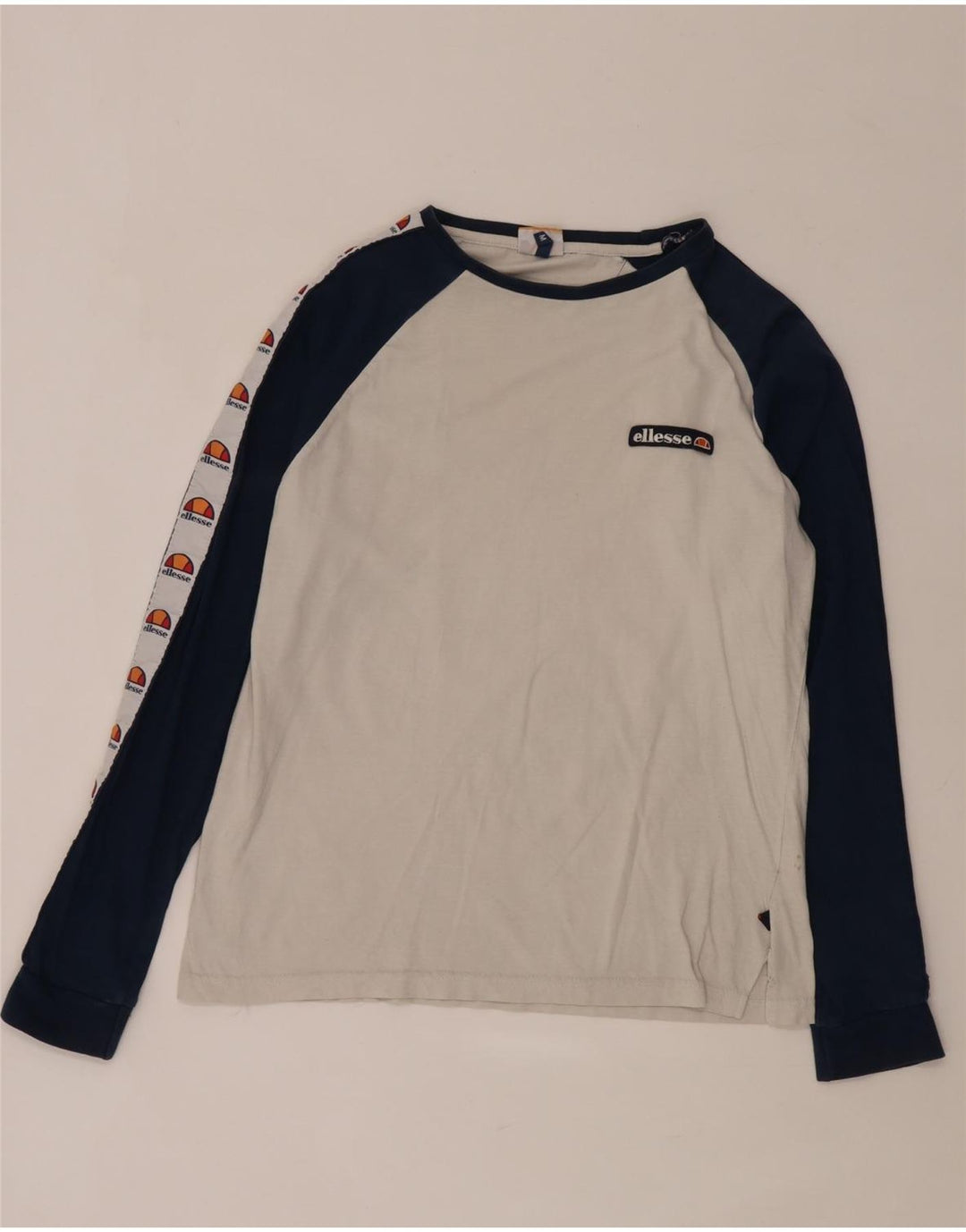 Ellesse Top grafico da uomo a maniche lunghe in cotone color block bianco medio