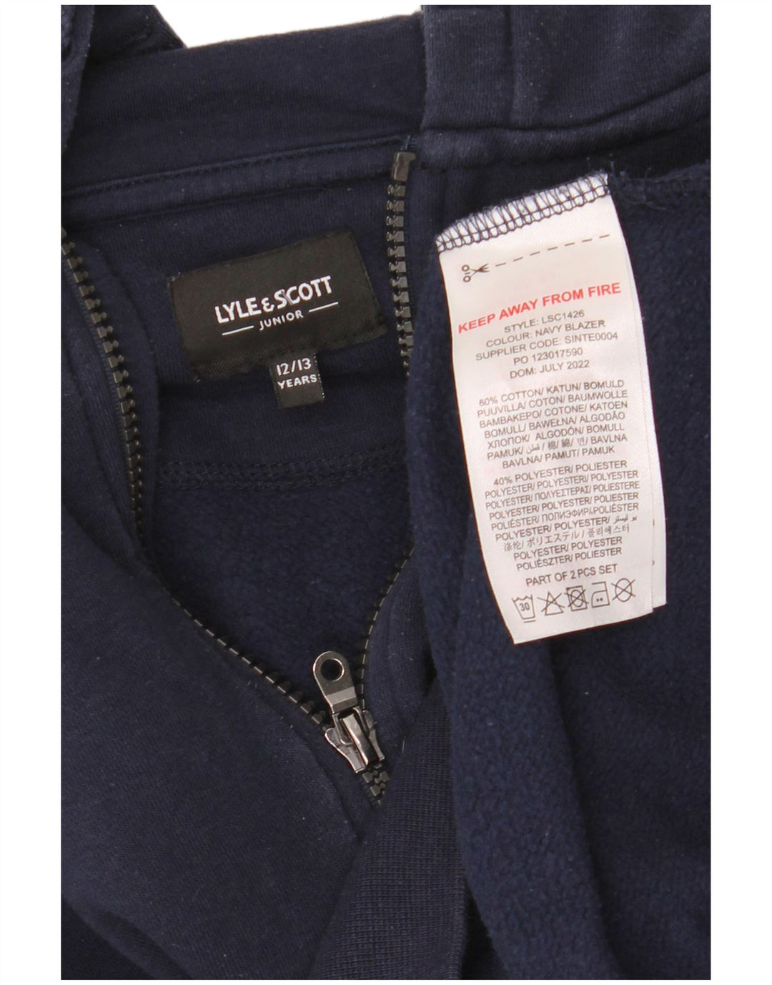 Maglione con cappuccio e zip da bambino LYLE & SCOTT 12-13 anni in cotone blu navy