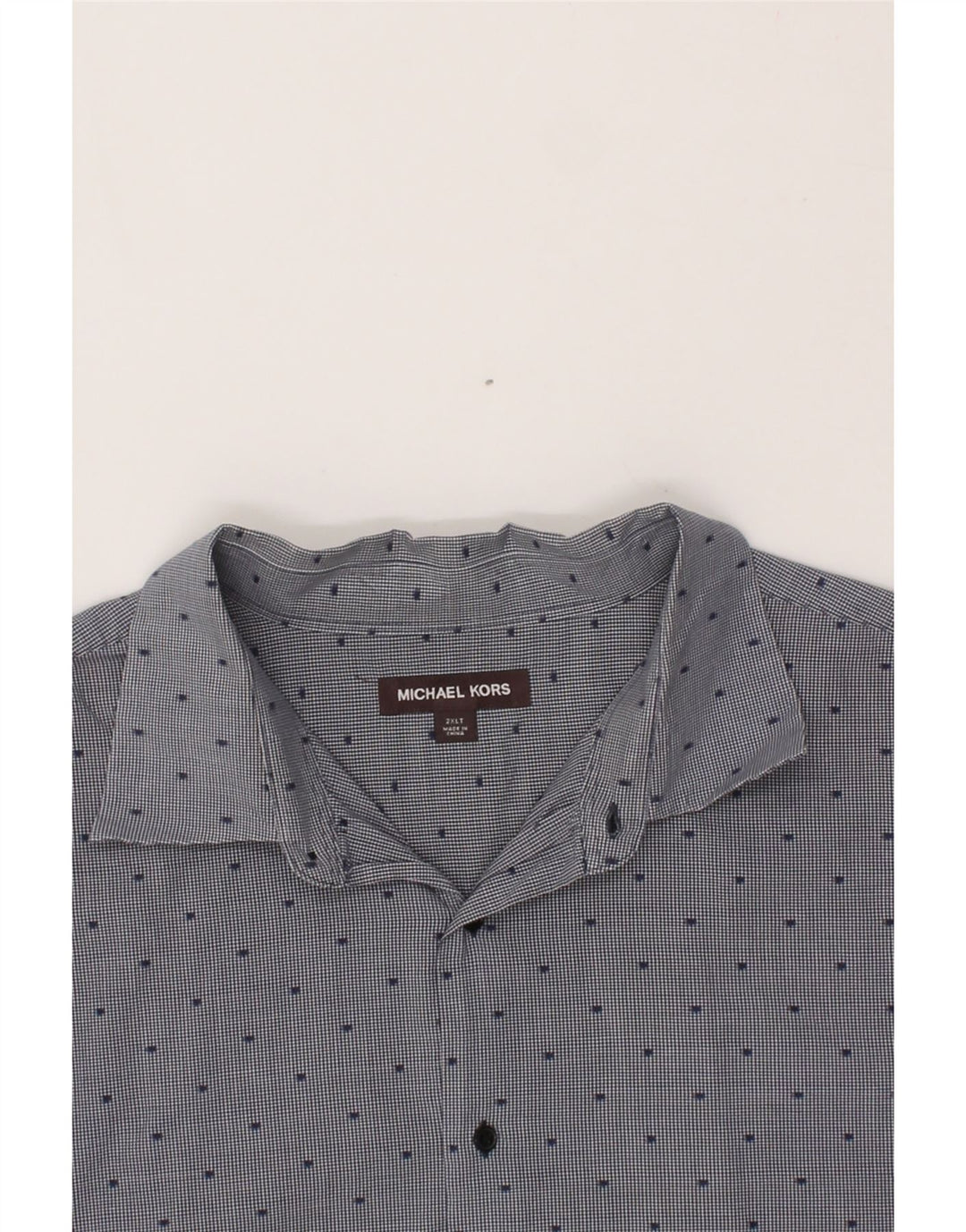 MICHAEL KORS Mens Tall Shirt 2XL Navy Blue Spotted Cotton Vintage Michael Kors and Second-Hand Michael Kors from Messina Hembry 
