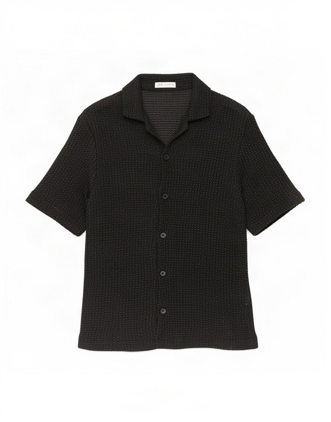 Camicia Zara da uomo a maniche corte in cotone mélange nero medio