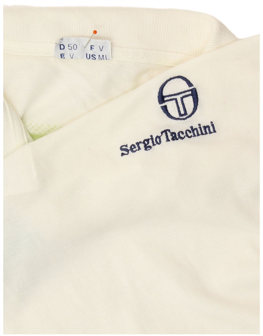 SERGIO TACCHINI Polo Uomo IT 50 Cotone Rigato Medio Bianco