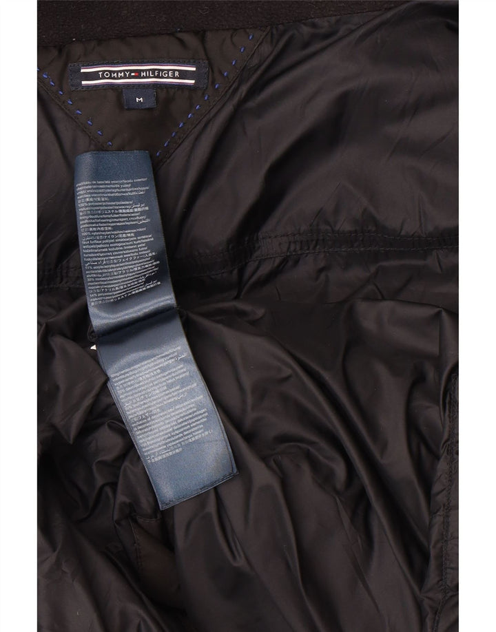 TOMMY HILFIGER Womens Hooded Padded Coat UK 14 Medium Black Polyester Vintage Tommy Hilfiger and Second-Hand Tommy Hilfiger from Messina Hembry 