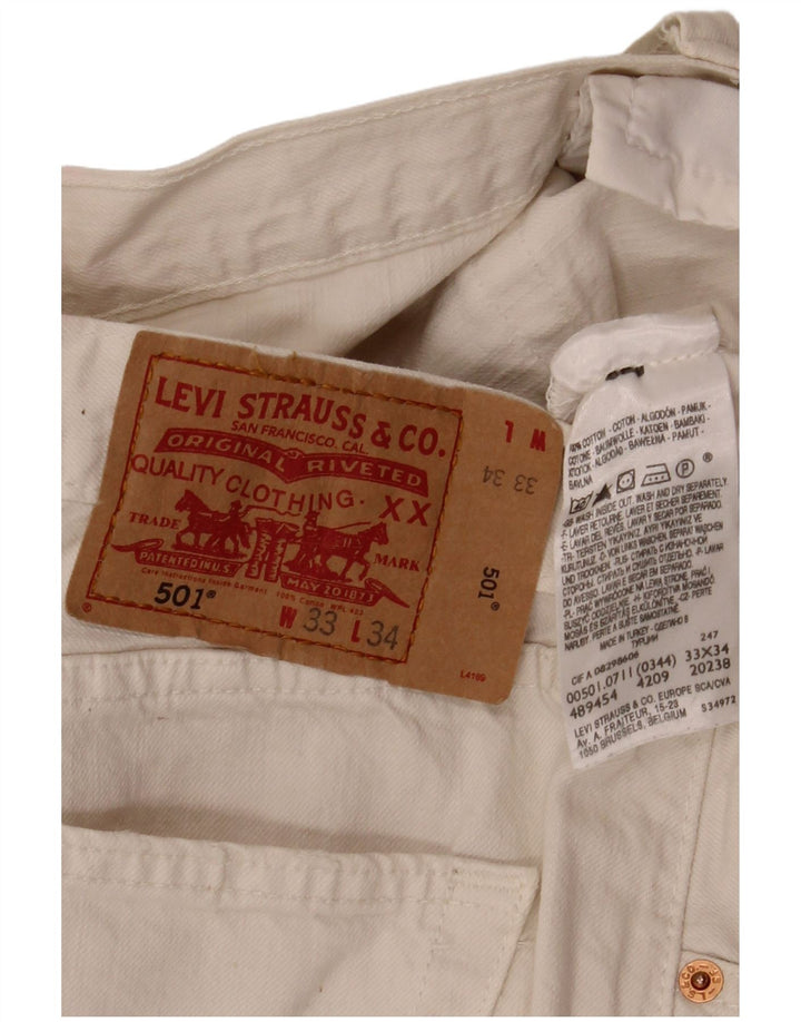 Pantaloncini di jeans Levi's 501 da uomo W33 cotone bianco medio