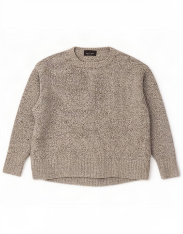 Maglione girocollo oversize da donna Zara UK 10 piccolo grigio screziato