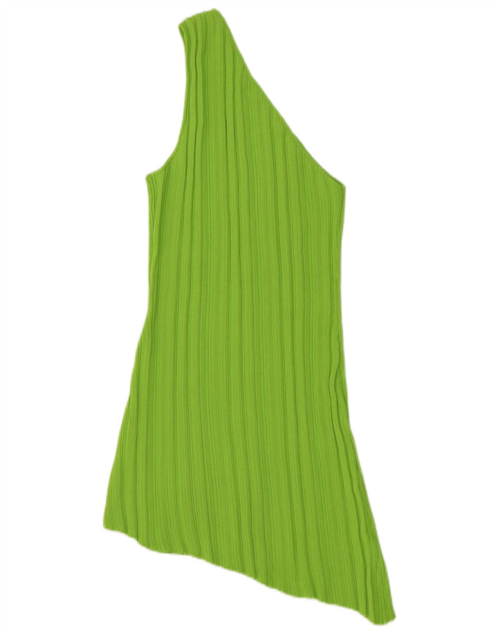 Abito monospalla asimmetrico da donna Zara UK 12 Viscosa verde medio