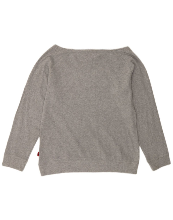 Felpa grafica da donna Kappa Jumper UK 18 XL Cuore di cotone chiazzato grigio
