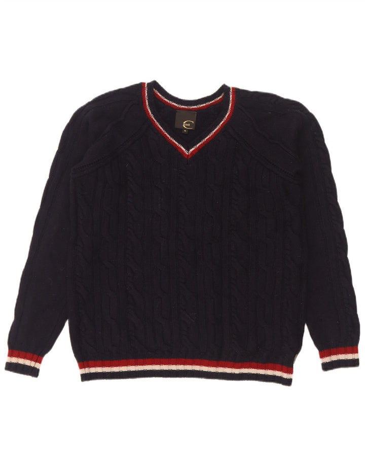 Just Cavalli Maglione da donna con scollo a V UK 14 Medio Blu Navy