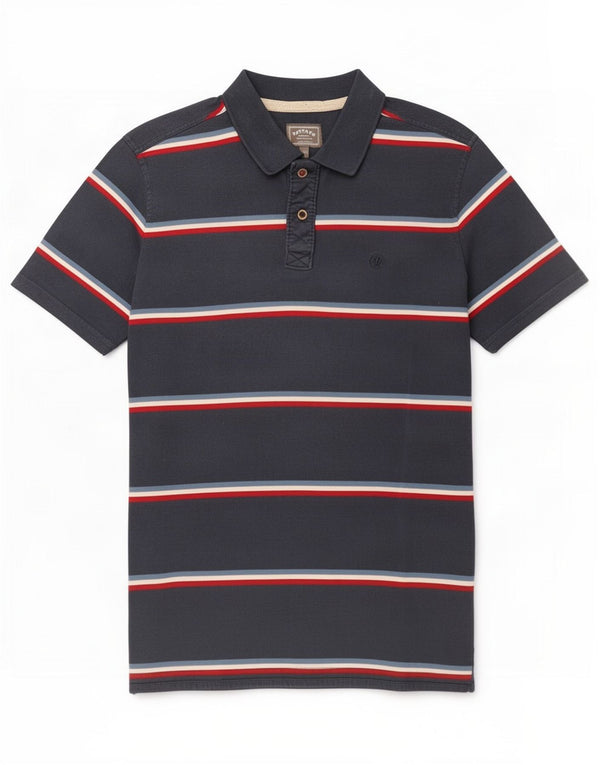 Polo da uomo vestibilità ampia Fat Face, grande cotone a righe blu navy