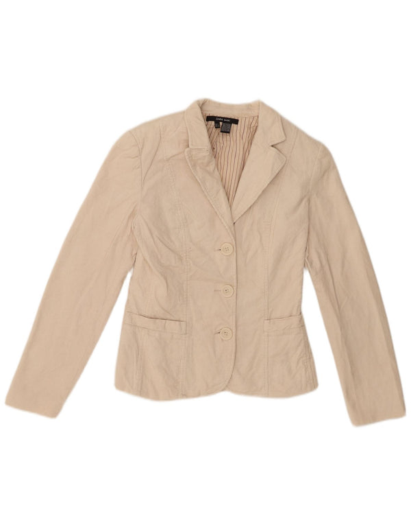 Giacca blazer in velluto a coste a 3 bottoni da donna Zara UK 8 piccola in cotone beige