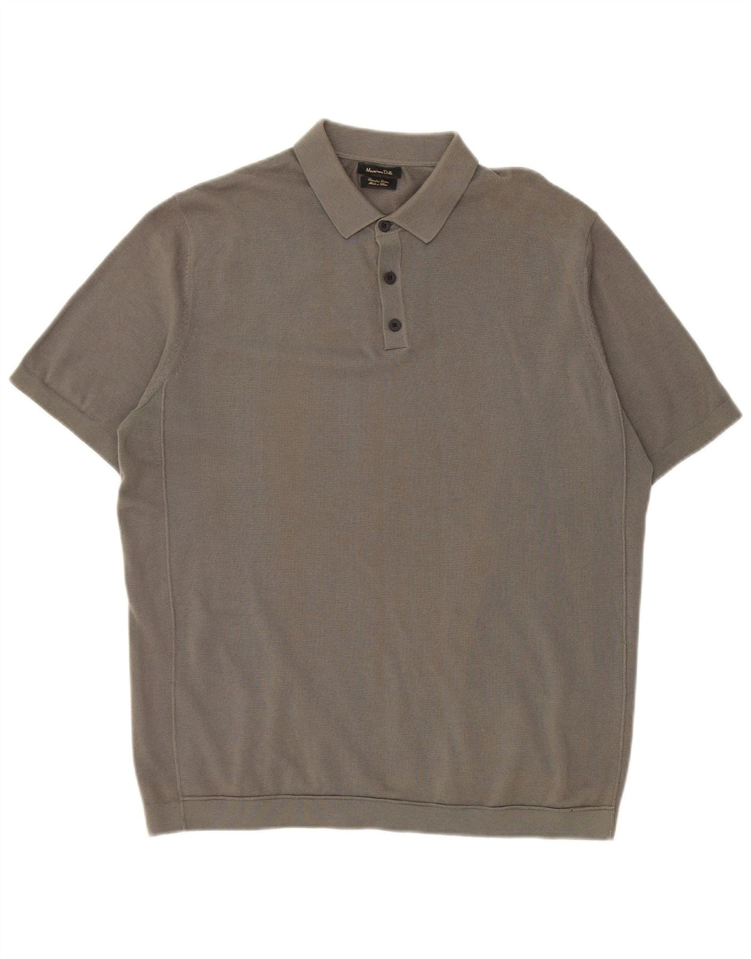 Massimo Dutti Maglione da uomo a maniche corte con collo a polo in cotone grigio medio