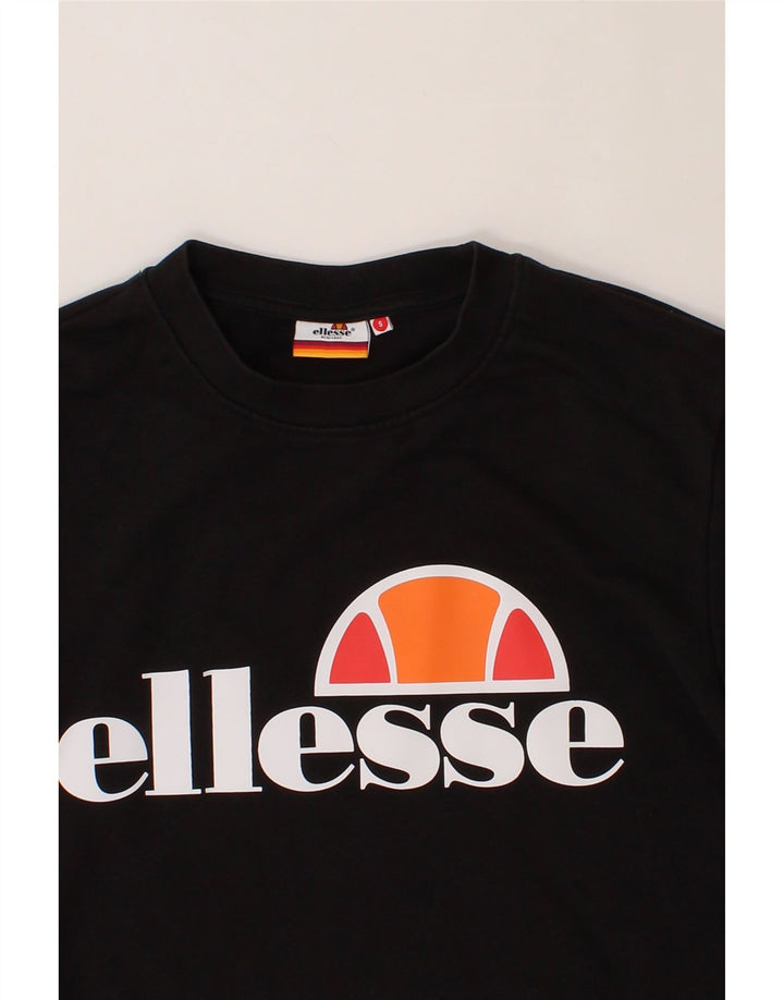 ELLESSE Mens Graphic Sweatshirt Jumper Small Black Cotton Vintage Ellesse and Second-Hand Ellesse from Messina Hembry 