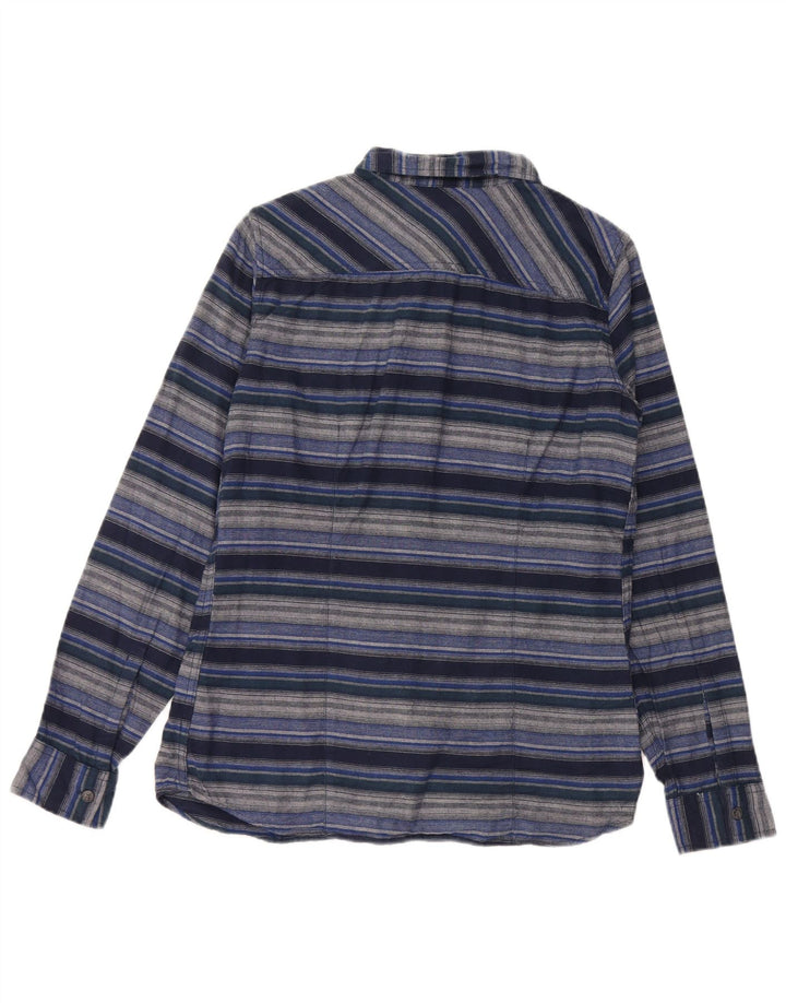 EDDIE BAUER Camicia da donna in flanella dalla vestibilità classica UK 10 Small Blu Navy a righe