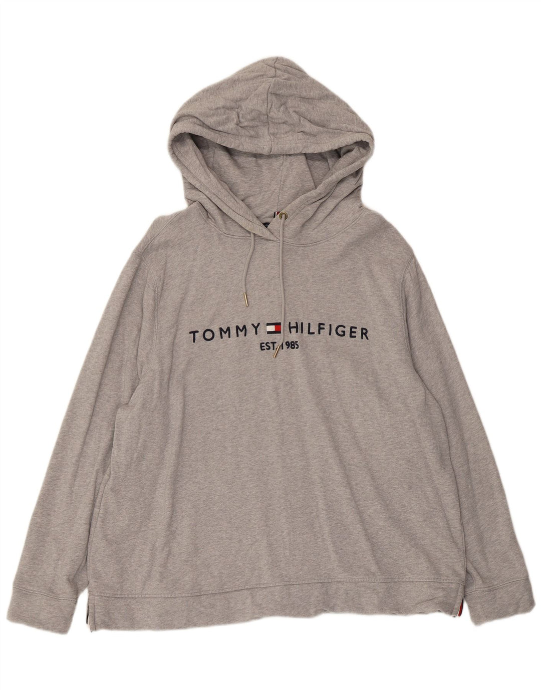 Maglione con cappuccio grafico da uomo Tommy Hilfiger 2XL cotone grigio