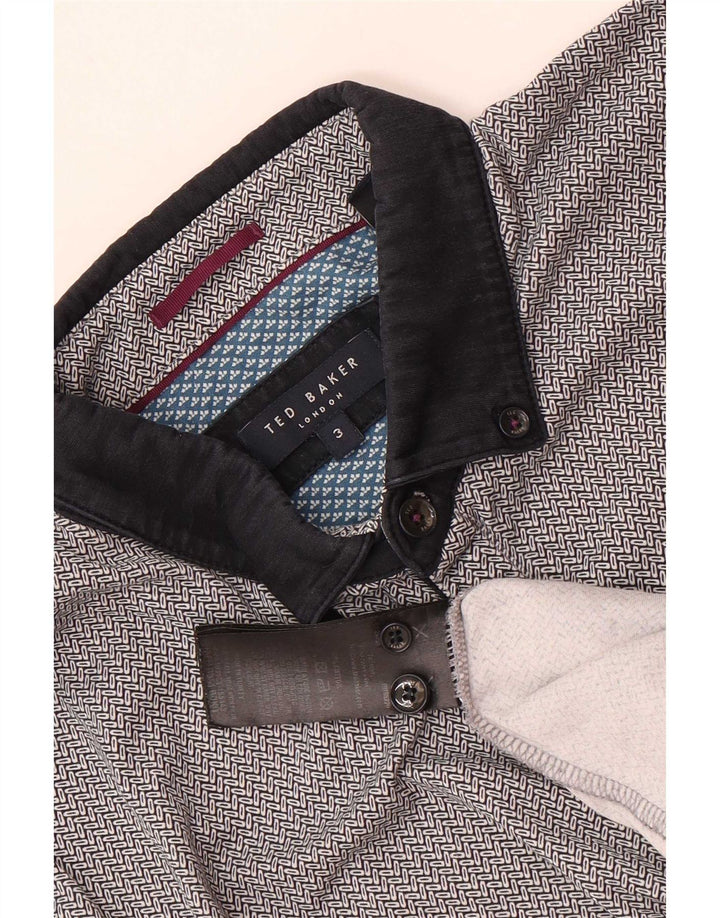 Polo Ted Baker da uomo vestibilità regolare taglia 3 cotone geometrico grigio medio