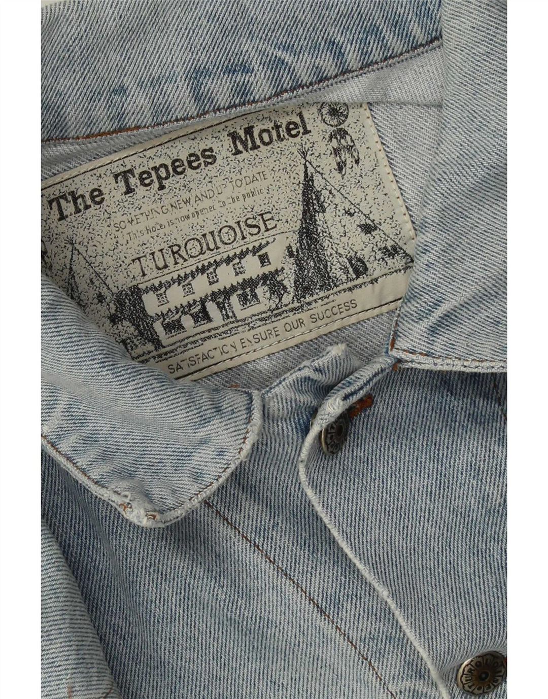 Giacca di jeans vintage da uomo invecchiata UK 40 grande cotone blu