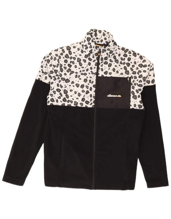Giacca in pile da uomo Ellesse UK 36 Piccolo poliestere nero con stampa animalier