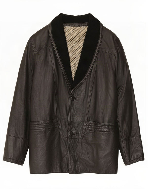 Giacca in pelle vintage da uomo IT 48 media nera