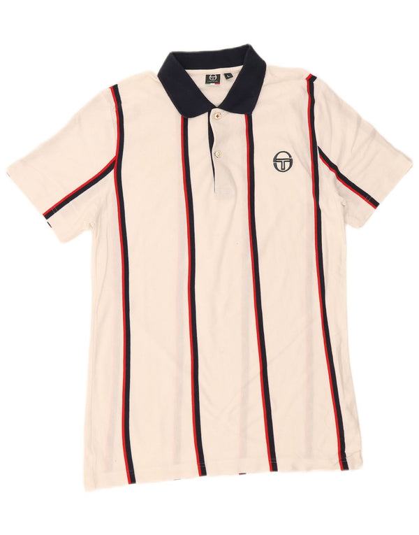 Polo Rugby Uomo Sergio Tacchini Large in Cotone a Righe Bianche