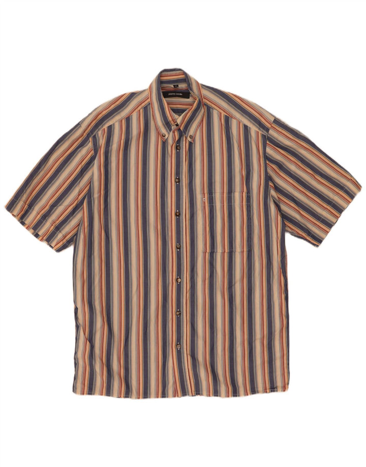 Camicia a maniche corte da uomo Pierre Cardin taglia 39 a righe multicolori medie