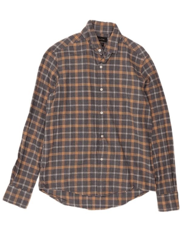 Camicia da uomo in flanella Massimo Dutti a quadri grigi piccoli