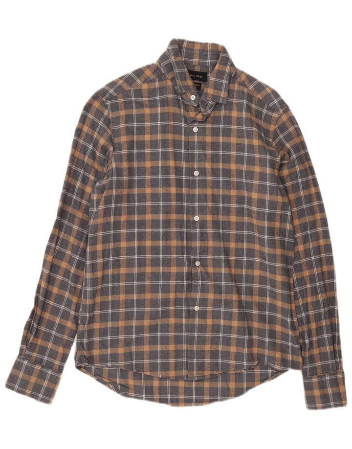 Camicia da uomo in flanella Massimo Dutti a quadri grigi piccoli